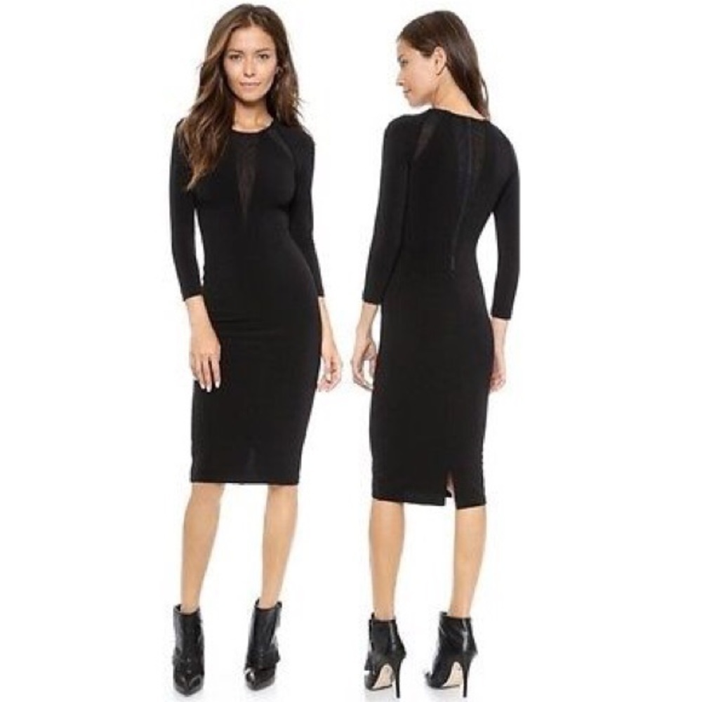 Alice and Olivia black stretch dress w/ illusion